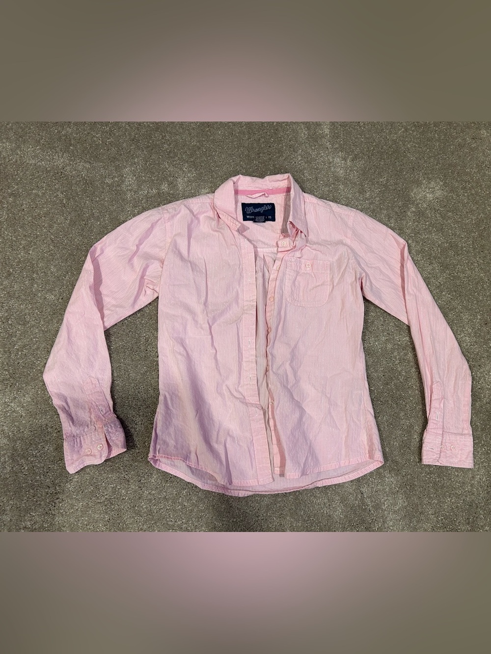 Wrangler Light Pink Long Sleeve Button-Down Shirt for women